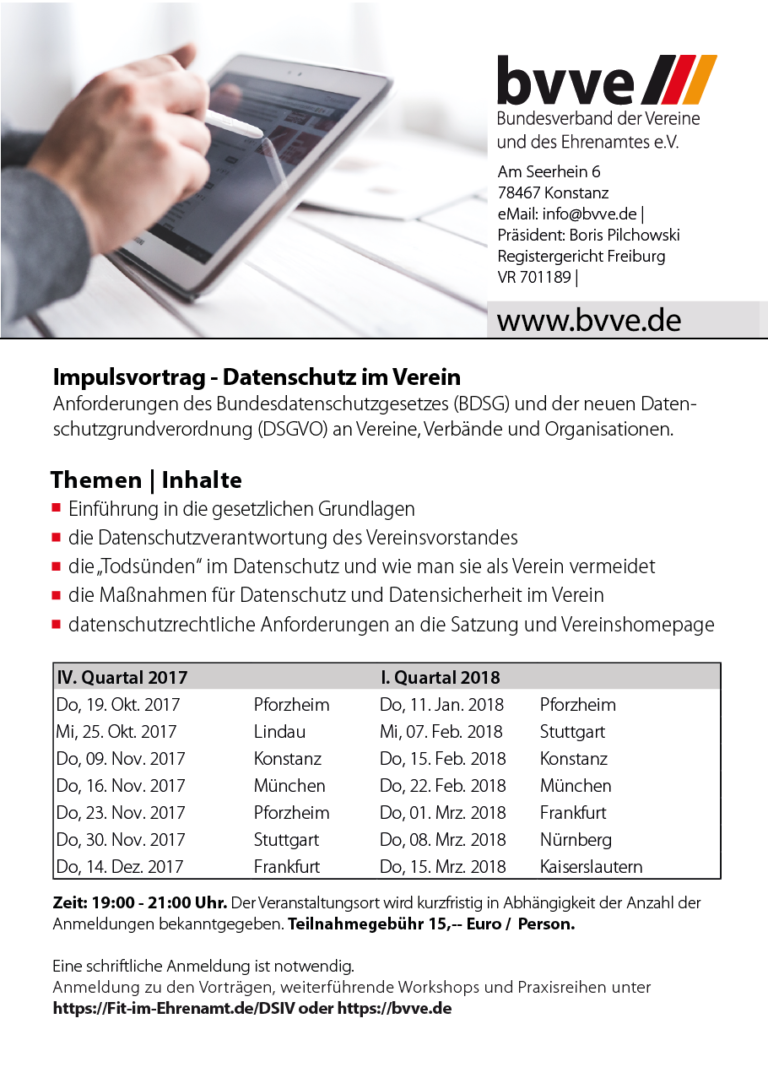 Datenschutz Im Verein – Fragen Und Antworten | Bundesverband.bvve.de